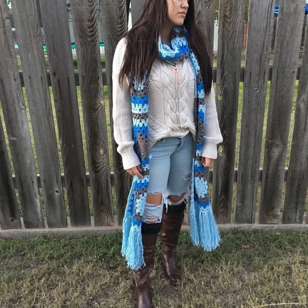 Handcrafted in the USA Vintage Yarn Extra Long Scarf
